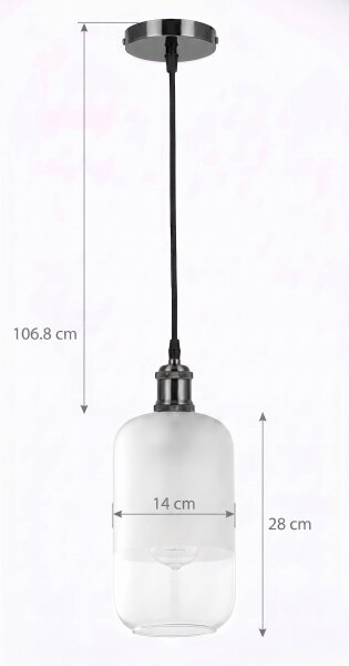 BRILAGI - LED Lustr na lanku RETRO GLASS 1xE27/60W/230V pr. 14 cm černá/bílá
