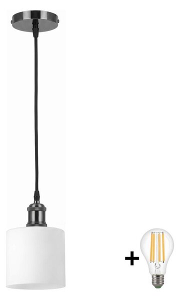 BRILAGI - LED Lustr na lanku RETRO GLASS 1xE27/60W/230V pr. 10 cm černá/bílá