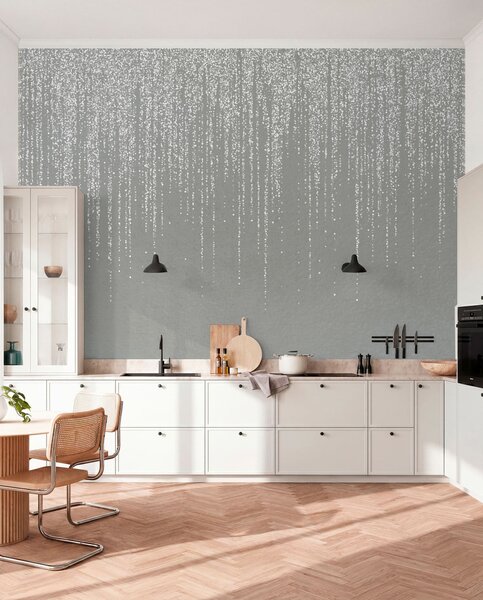 Fototapety Vertikální elegantní potisk tečkovaného věnce na šedém texturovaném pozadí, který vytváří, Fototapety designové, w08470v1 : uwalls.cz