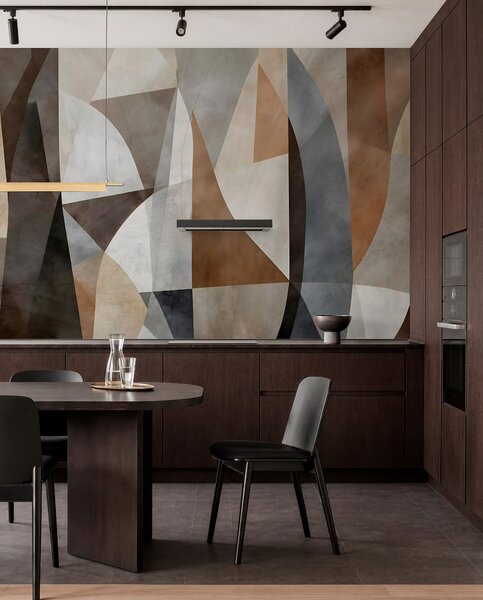 Fototapety Abstraktní moderní umění, texturální geometrické tvary v odstínech hnědé, šedé a béžové, Fototapety abstraktní, w08530 : uwalls.cz
