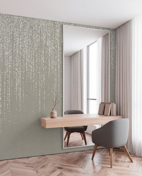Fototapety Vertikální elegantní potisk tečkovaného věnce na béžovém texturovaném pozadí,, Fototapety 3D, Fototapety 3d listí, w08470 : uwalls.cz