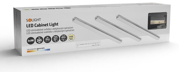 SOLIGHT LED stmívatelné podlinkové a nábytkové svítidlo 3x3W, 4100K, 3x30cm