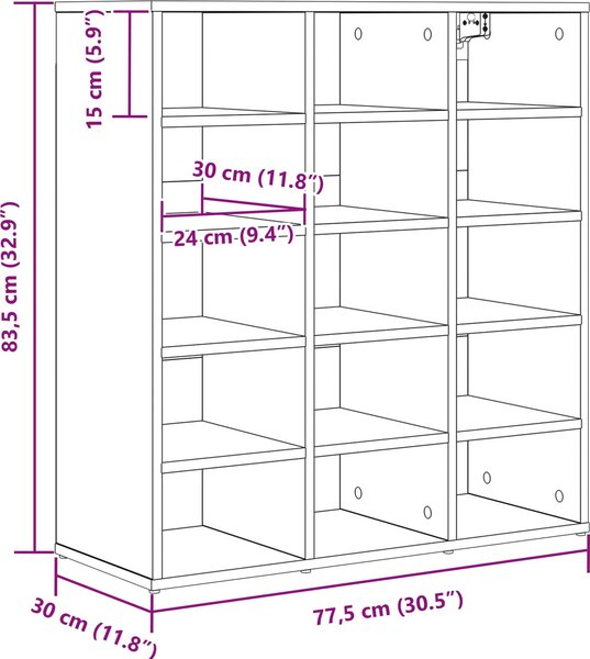 VidaXL Skříň na obuv 77,5 x 30 x 83,5 cm Kompozitní dřevo [808724] Barva: dub sonoma
