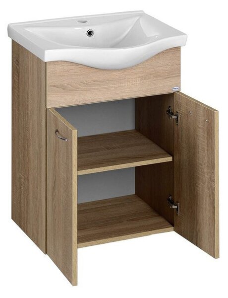 Aqualine Aqualine, KERAMIA FRESH umyvadlová skříňka 51,1x74x34cm, dub platin, 50058