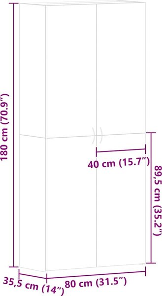 VidaXL Skříň na obuv 80 x 35.5 x 180 cm Kompozitní dřevo [3333845] Barva: Staré dřevo