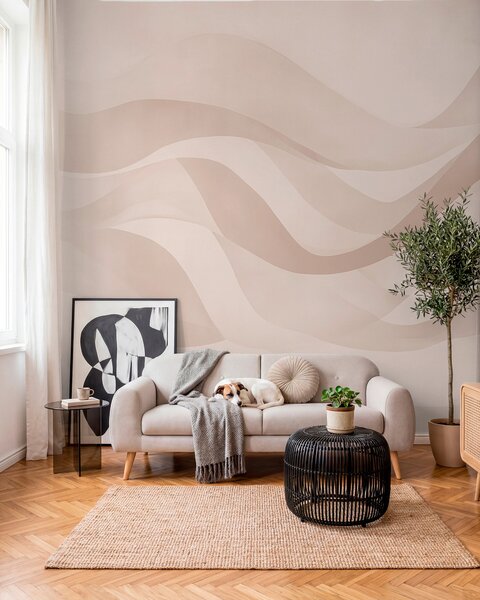 Fototapety Hladké vlny v jemných béžových tónech v akvarelovém stylu, Fototapety moderní, w08564 : uwalls.cz