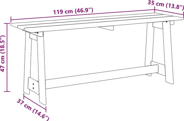 VidaXL Venkovní lavice 119 x 37 x 47 cm [4012192] Barva: akácie