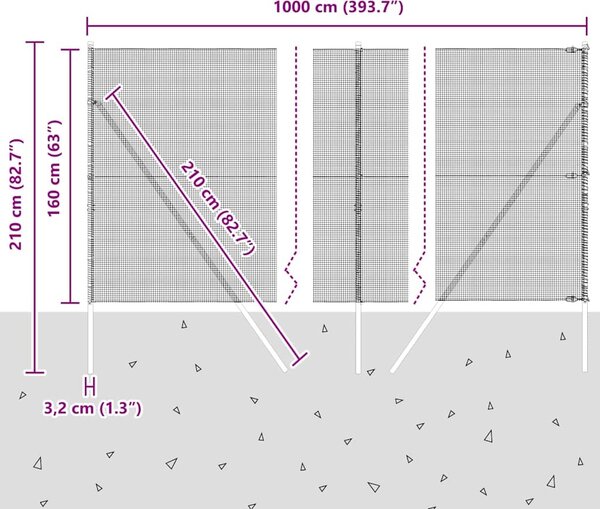 VidaXL Zemní upevnění svařované drátěné ploty 10 x 1,6 m [3351706] Barva: Zelená