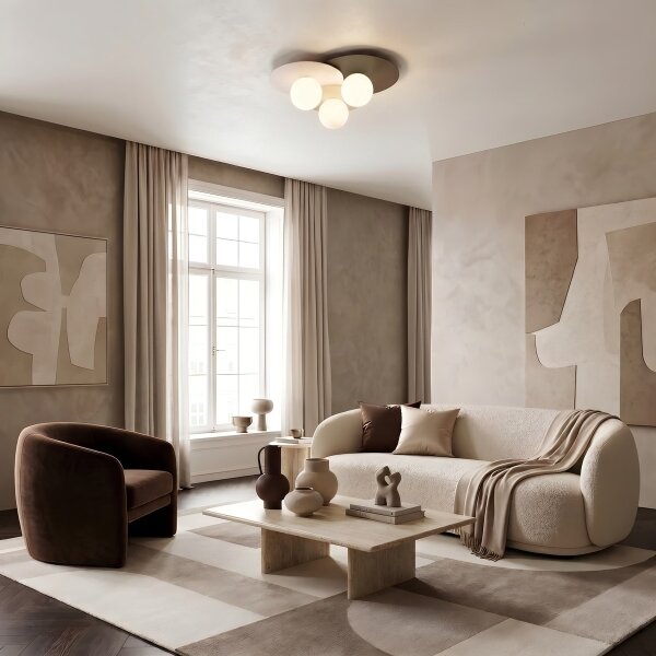 Stropní svítidlo FLAT 3xE27/15W/230V 55x60 cm béžová/krémová/hnědá