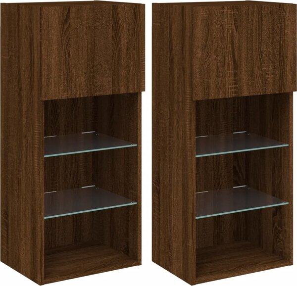 VidaXL TV skříňky s LED osvětlením 2 ks 40,5 x 30 x 90 cm [837048] Barva: kouřový dub