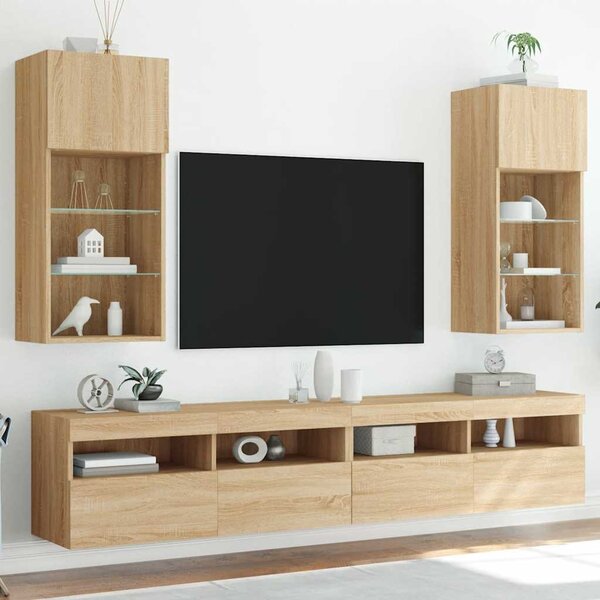 VidaXL TV skříňky s LED osvětlením 2 ks 40,5 x 30 x 90 cm [837048] Barva: kouřový dub