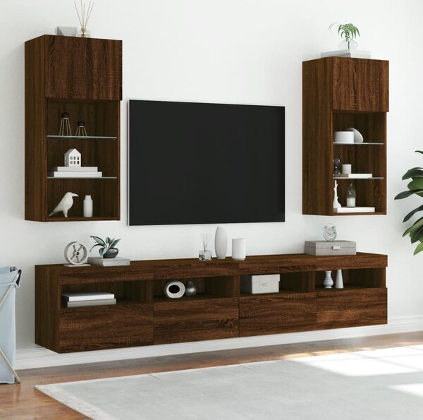 VidaXL TV skříňky s LED osvětlením 2 ks 40,5 x 30 x 90 cm [837048] Barva: kouřový dub