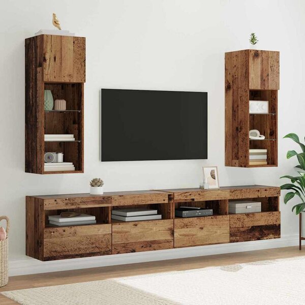 VidaXL TV skříňky s LED osvětlením 2 ks 30,5 x 30 x 90 cm [837008] Barva: Staré dřevo