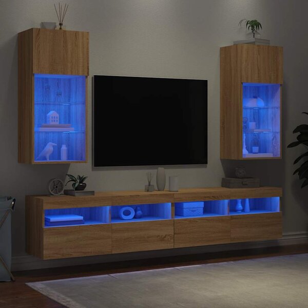 VidaXL TV skříňky s LED osvětlením 2 ks 40,5 x 30 x 90 cm [837048] Barva: kouřový dub