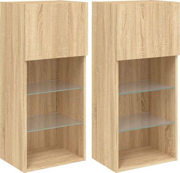 VidaXL TV skříňky s LED osvětlením 2 ks 40,5 x 30 x 90 cm [837048] Barva: kouřový dub