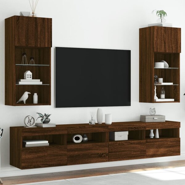 VidaXL TV skříňky s LED osvětlením 2 ks 40,5 x 30 x 90 cm [837048] Barva: kouřový dub