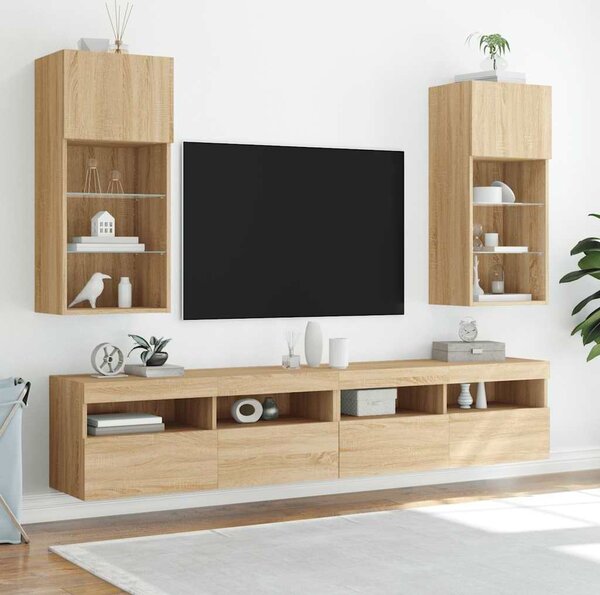 VidaXL TV skříňky s LED osvětlením 2 ks 40,5 x 30 x 90 cm [837048] Barva: kouřový dub