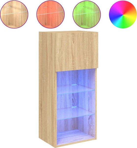 VidaXL TV skříňky s LED osvětlením 2 ks 40,5 x 30 x 90 cm [837048] Barva: kouřový dub