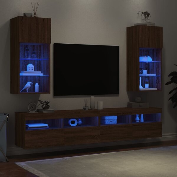 VidaXL TV skříňky s LED osvětlením 2 ks 40,5 x 30 x 90 cm [837048] Barva: kouřový dub
