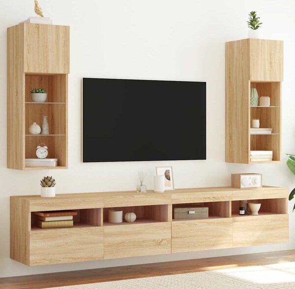 VidaXL TV skříňky s LED osvětlením 2 ks 30,5 x 30 x 90 cm [837008] Barva: dub sonoma