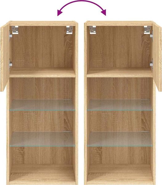 VidaXL TV skříňky s LED osvětlením 2 ks 40,5 x 30 x 90 cm [837048] Barva: kouřový dub