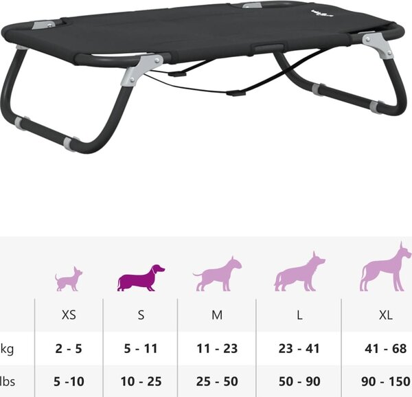 VidaXL Psí postel 70 x 46 x 18 cm Ocel [172603] Barva: Černá