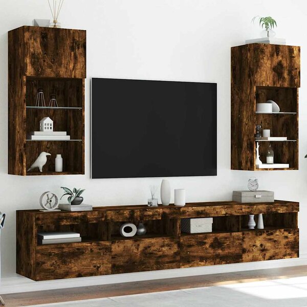 VidaXL TV skříňky s LED osvětlením 2 ks 40,5 x 30 x 90 cm [837048] Barva: kouřový dub