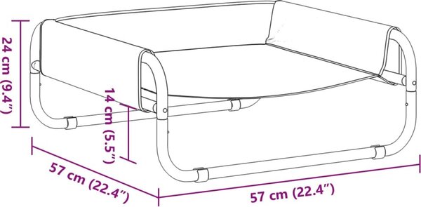 VidaXL Psí postel 57 x 57 x 24 cm Ocel [172600] Barva: Černá