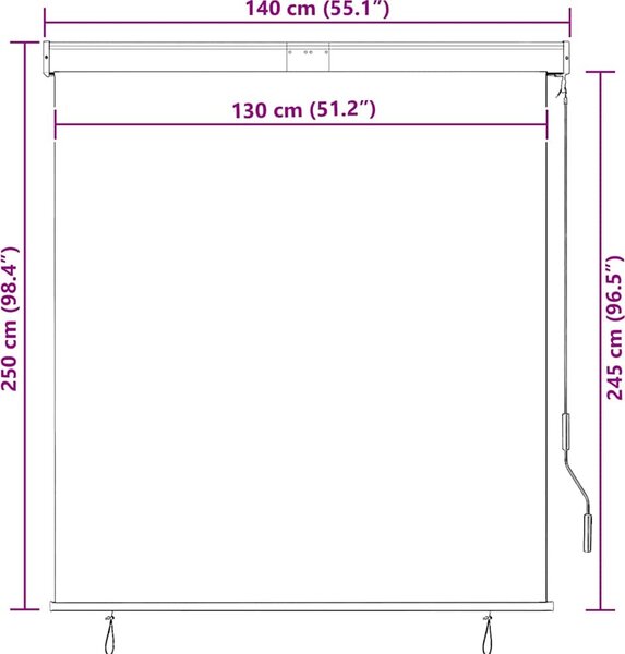 VidaXL Roleta 140 x 250 cm Textil a hliník [145971] Barva: antracitová