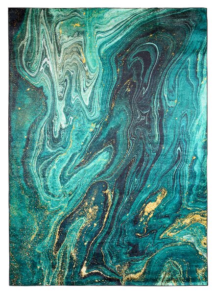 Makro Abra Kusový koberec pratelný TOSCANA 40560 Abstraktní moderní pogumovaný zelený Rozměr: 80x150 cm