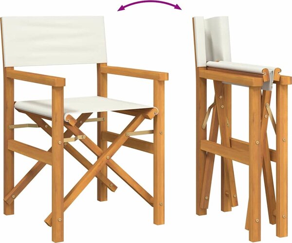 VidaXL Křeslo režiséra Hnědá a Pevné teakové dřevo [4008507] Barva: krémová