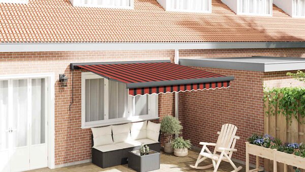 VidaXL Kazetová markýza s ručním ovládáním 400 x 300 cm [3052671] Barva: oranžová a hnědá (antracitový rám)