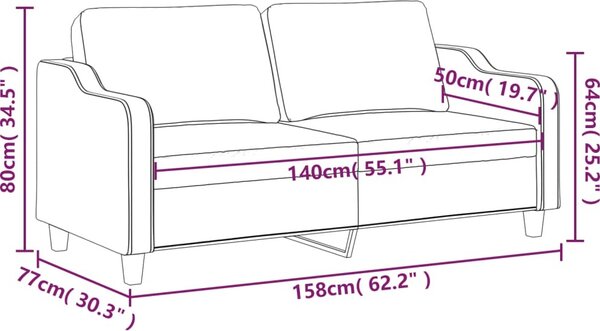 VidaXL 2místná pohovka 120 cm textil [359359] Barva: Černá