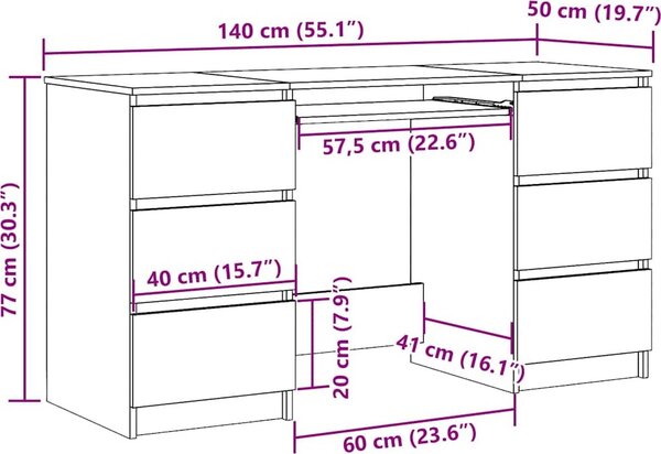 VidaXL Psací stůl 140 x 50 x 77 cm kompozitní dřevo [800816] Barva: Betonová šedá