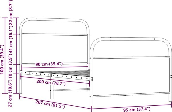 VidaXL Rám postele bez matrace 90x200 cm kompozitní dřevo [4100269] Barva: kouřový dub