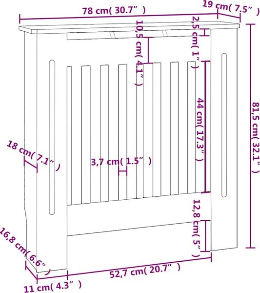 VidaXL Kryt radiátoru 78 x 19 x 81,5 cm Kompozitní dřevo [325562] Barva: Bílá