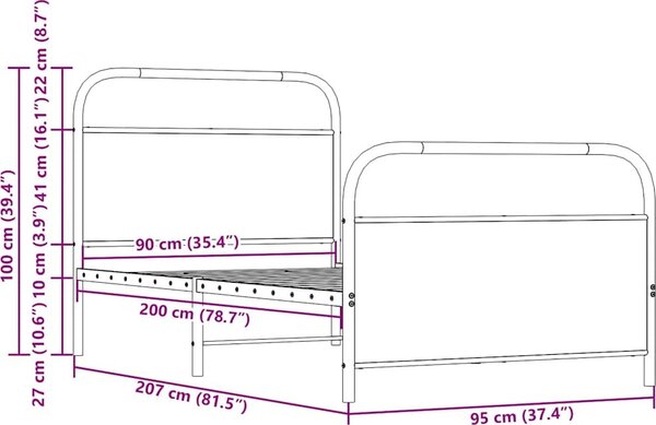 VidaXL Rám postele bez matrace 90x200 cm kompozitní dřevo [4100269] Barva: kouřový dub