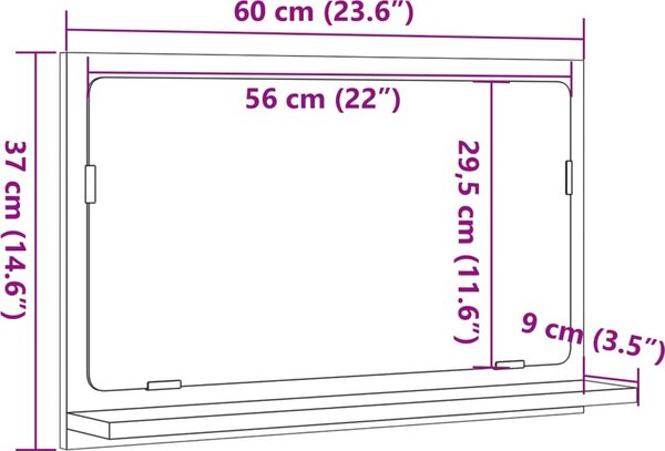 VidaXL Koupelnová skříňka se zrcadlem 60x11x37 cm kompozit [856192] Barva: dub artisan