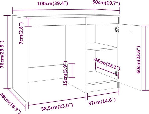 VidaXL Psací stůl 100 x 50 x 76 cm kompozitní dřevo [801796] Barva: dub sonoma