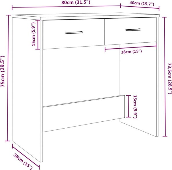 VidaXL Psací stůl 80 x 40 x 75 cm dřevotříska [801356] Barva: dub sonoma