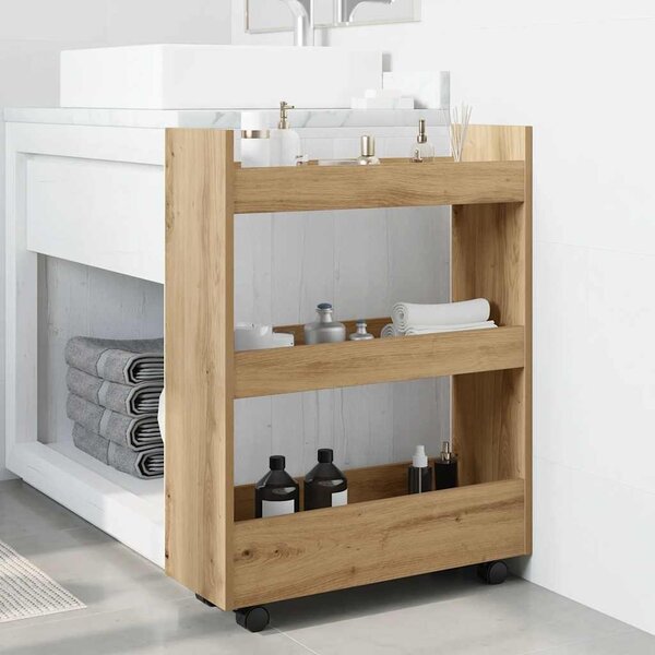 VidaXL Úzký úložný vozík 3patrový kompozitní dřevo [855253] Barva: artisian oak