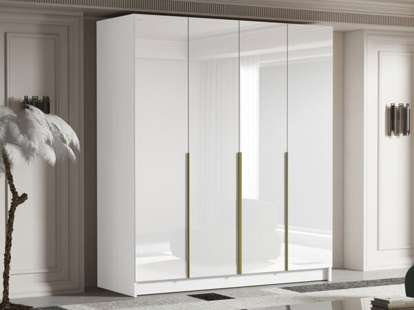 Šatní skříň Sozilo I Gloss, Barva: bílá / lesk bílý + černá 5903211422669