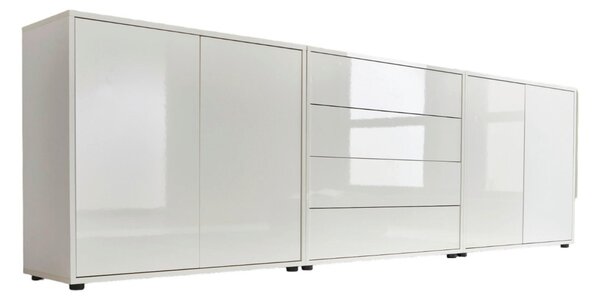 ŠIROKÁ KOMODA, bílá, vysoce lesklá bílá, 237/73/33 cm MID.YOU - Široké komody, Online Only