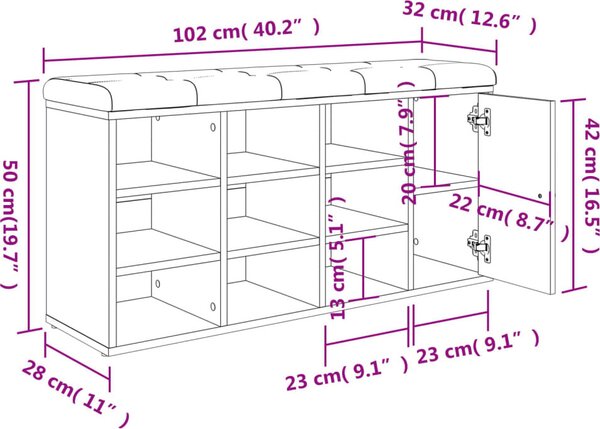 VidaXL Lavice s botníkem 102x32x50 cm Engineered Wood [835091] Barva: Betonová šedá