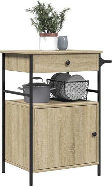 VidaXL Kuchyňský vozík 56 x 43 x 89,5 cm Kompozitní dřevo [842392] Barva: Černá