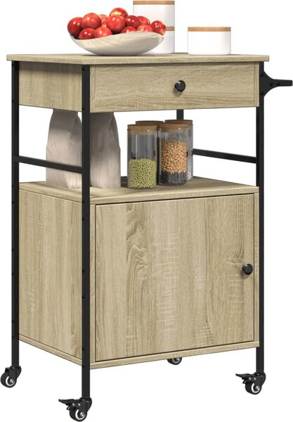 VidaXL Kuchyňský vozík 56 x 43 x 89,5 cm Kompozitní dřevo [842392] Barva: Černá