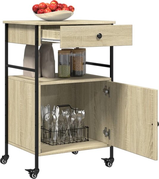 VidaXL Kuchyňský vozík 56 x 43 x 89,5 cm Kompozitní dřevo [842392] Barva: Černá