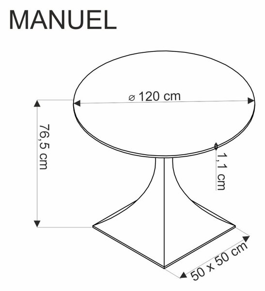 Halmar Kulatý jídelní stůl MANUEL černý mramor