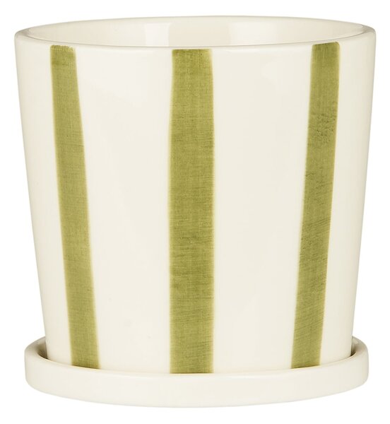 Keramický obal na květiny Palermo Green Stripes Ø 11 cm