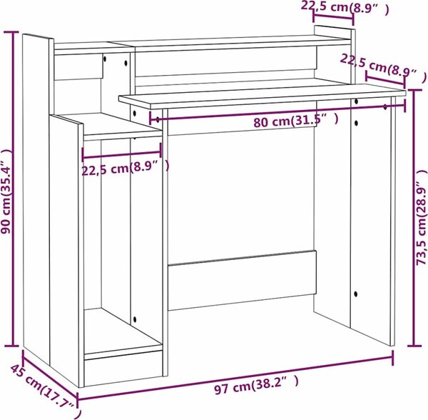 VidaXL Stůl 97 x 45 x 90 cm Kompozitní dřevo [805552] Barva: šedá sonoma